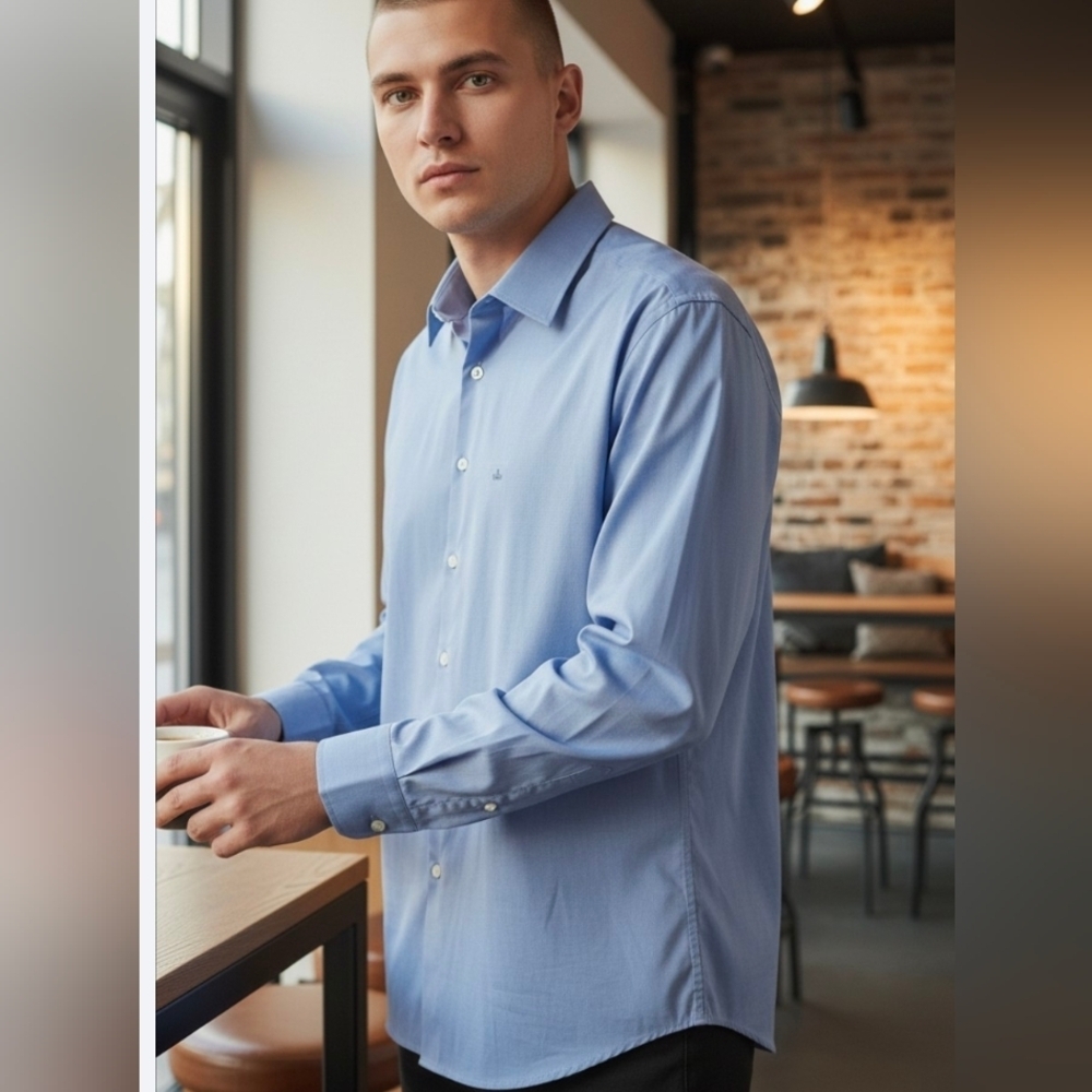 NEW Club Room Men's Blue Dress Shirt.Size L,  60% Cotton